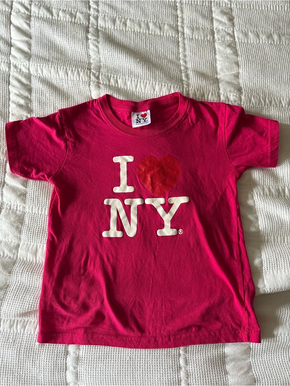 Y2K hot pink I ❤️ NYC baby tee